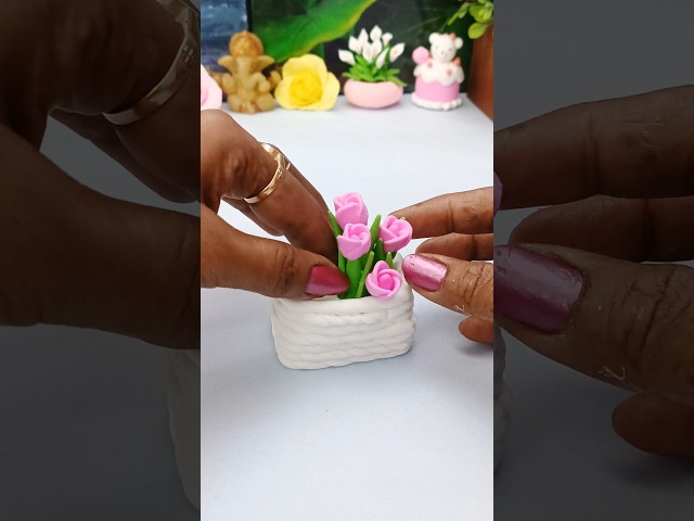 Mini Tulip Bucket 🌷🪣 | Cutest Clay Flower DIY Ever! | Satisfying & Aesthetic Handmade Art #diy
