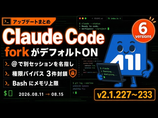 【Claude Code】Fork Sub-agents Now Default ON & 3 Permission Bypasses Fixed | v2.1.227–233 Update S...