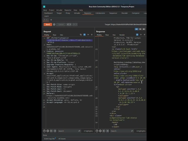 SQL Injection for Database Version Enumeration