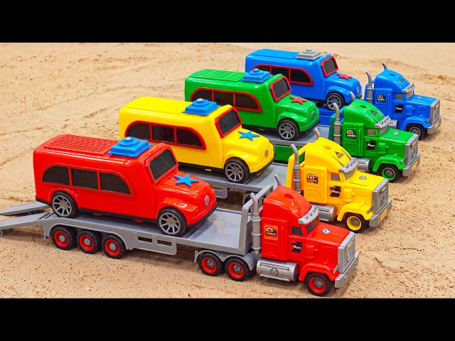 Semi Trucks, Toy Buses and Car Carrier Vehicles Transport Mission | Story of Playing with Toys fun