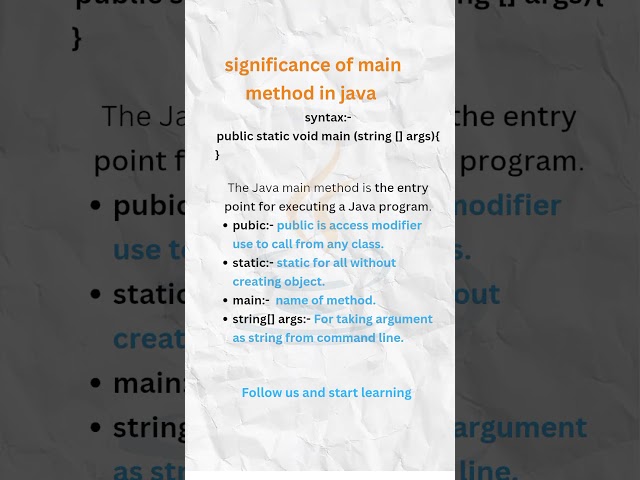 main method significant in Java