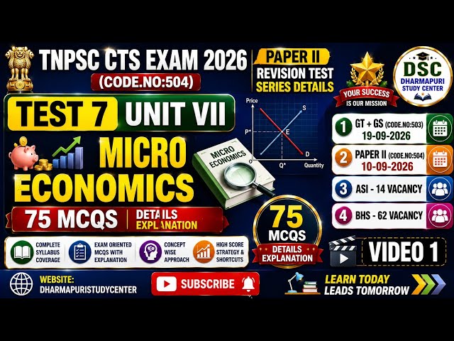 TNPSC CTS EXAM 2026-UNIT VII-MICRO ECONOMICS 75MCQS(REVISION TEST SERIES)DETAIL EXPLANATION 