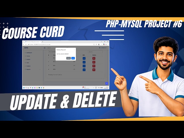 PHP MySQL Attendance Management System #6 | Course CRUD: Update & Delete Operations