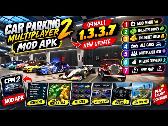CAR PARKING MULTIPLAYER 2 MOD MENU V1.3.3.7 NEW 2026 - Unlimited money & Unlimited All, CPM 2 MOD 🙀