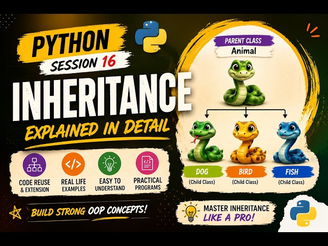 Python Inheritance Explained 🔥 | Types of Inheritance, super() & More | python session 16