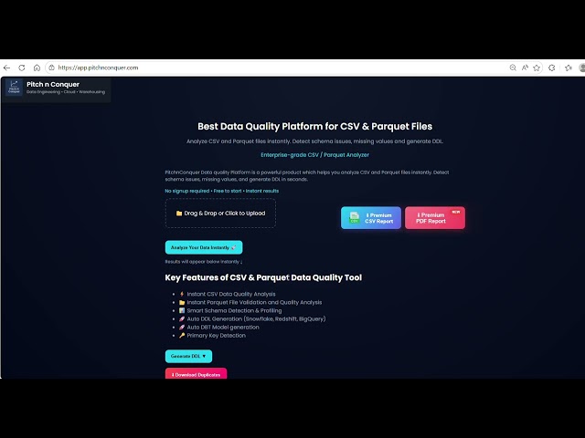 Data Quality Tool for Huge CSV and Parquet Files