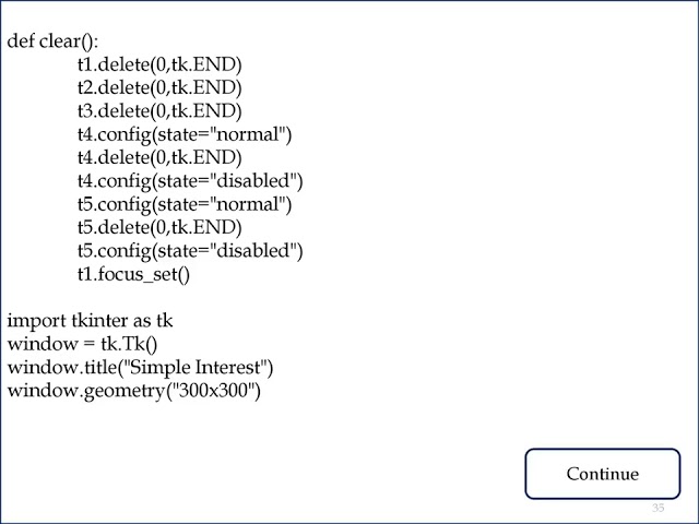 Calculate the simple interest given Principal Rate and time using jupyter Lab tk programming