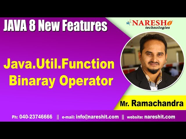 Java 8 Features Tutorials | Java.Util.Function Binaray Operator | by Mr.Rama Chandra