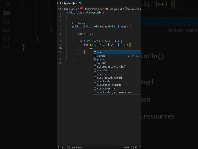 Star Pattern Pyramid in Java