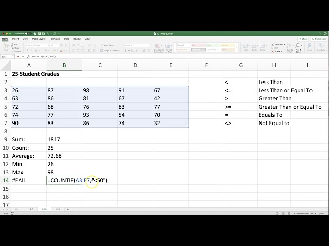 1.2.3. Basic Excel Built-In Functions