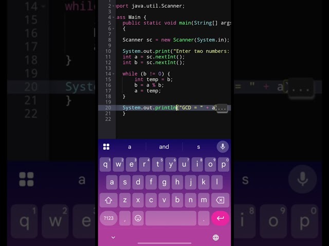 GCD of Two Numbers in Java 🔥 | HCF Program in Java | Java Coding #shorts #java #coding