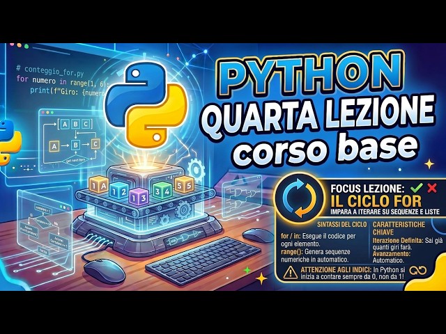 Corso Python Base [Lezione 4]: Il Ciclo FOR, la funzione Range() e l'Iterazione