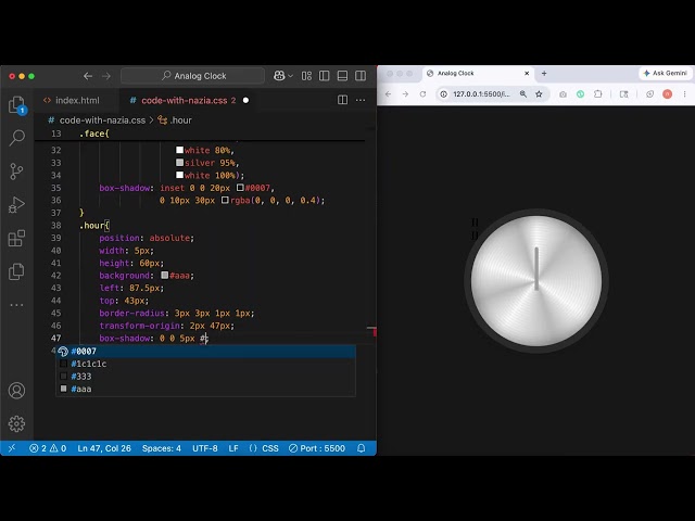 Pure CSS Analog Clock Animation Tutorial | HTML & CSS Clock Design