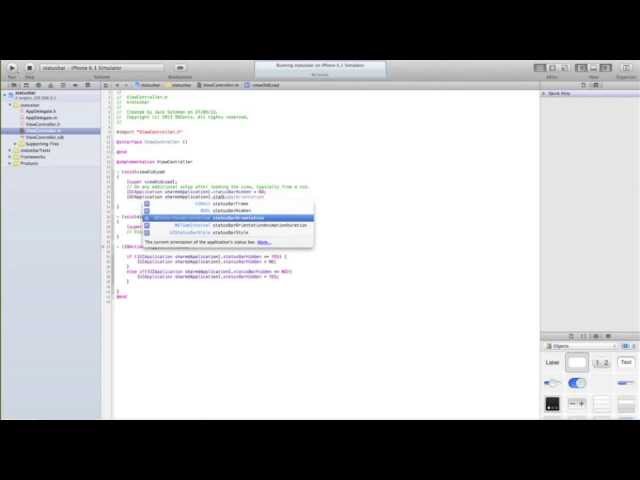 Xcode Tutorial 10: Toggle Status Bar Programmatically