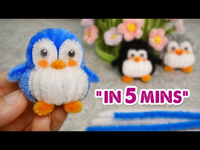 🐧 TOO EASY! DIY Penguin Pipe Cleaner | Pipe cleaner animals craft