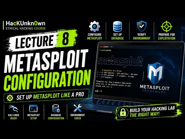 Metasploit Configuration & Setup 🔥 | Ethical Hacking Course – Lecture 8 | HacKUnkn0wn