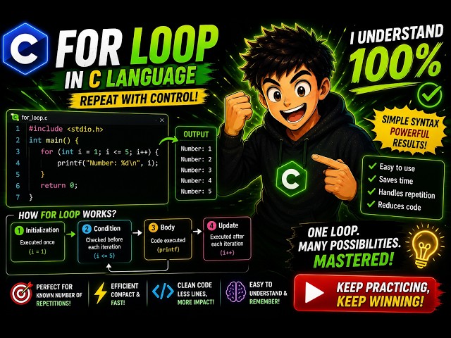 🎥 Video #10: For Loop in C Programming