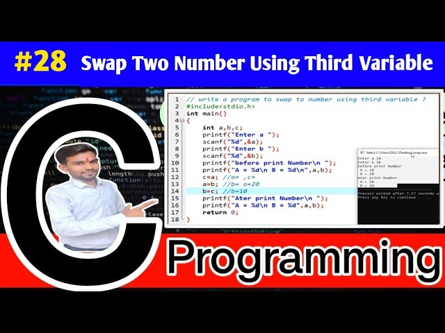 Swap Two Number in C Language || Write a Program to swap Two value using third variable #swap #c