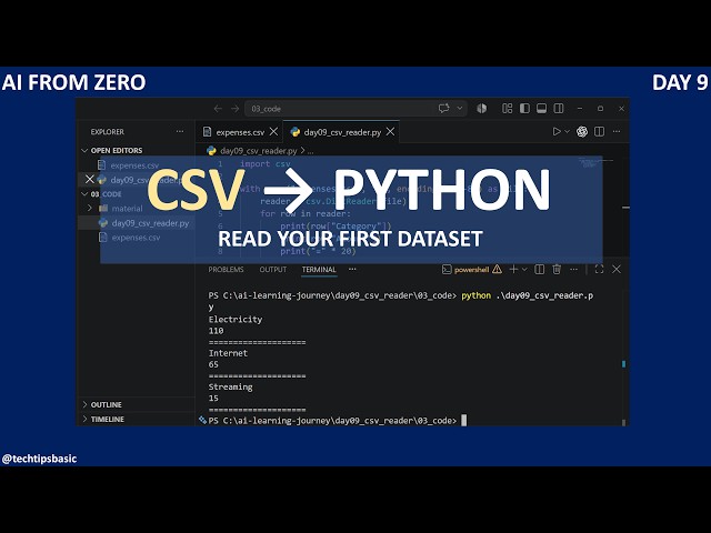Read CSV Files with Python for Beginners | AI From Zero Day 9