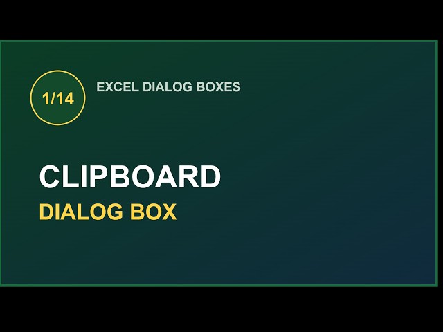 1.2.1 # 1 Excel Clipboard Dialog Box Explained |  Excel for Beginners