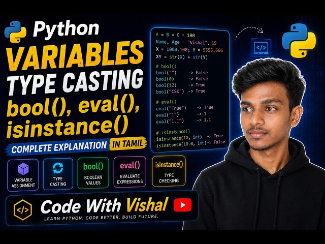 Python Variables type casting | Code With Vishal | Python Full Stack Tamil 💻