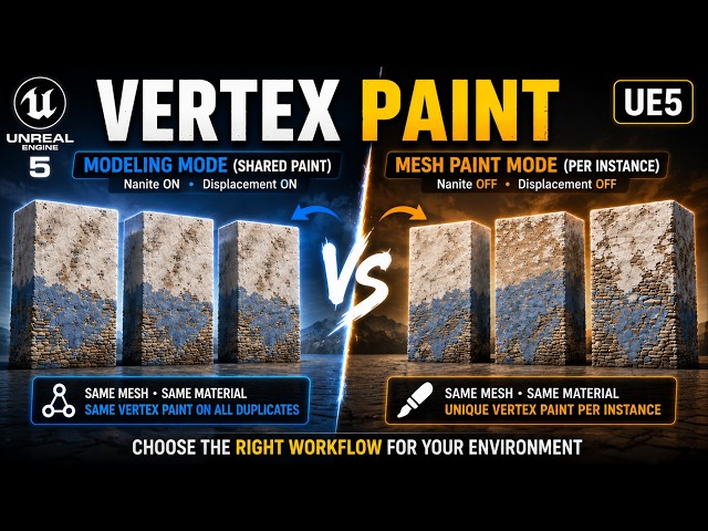 Unreal Engine 5 Vertex Paint: Nanite vs Per-Instance Painting