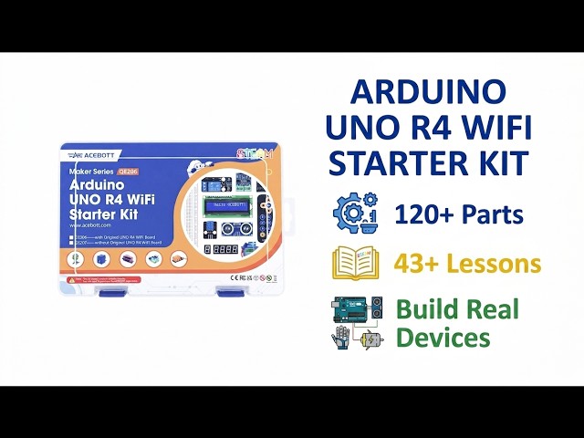 NEW | ACEBOTT QE206 Arduino UNO R4 WiFi Starter Kit | Build IoT Projects | 120+ Parts | 43+ Lessons