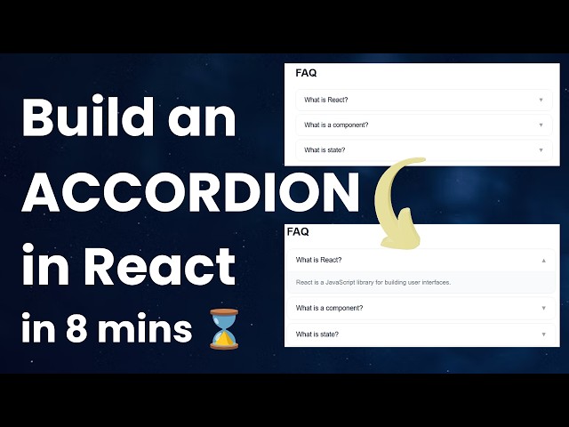 Build an Accordion Component in React in 8 mins! (Machine Coding Interview Question) #accordion