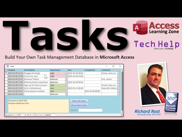 Microsoft Access Task Management Database. Design and Build Your Own! To Do List. Link to Customers.