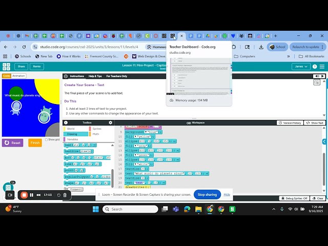 Code.org CSD Lesson 11: Creating Your Mini Caption Scene Project