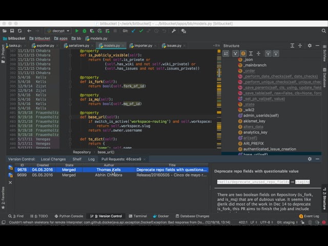 Bitbucket Linky pull request blame in PyCharm