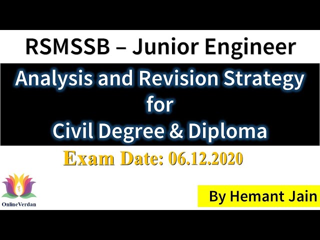 RSMSSB Rajasthan Junior Engineer: Marks Weightage Analysis and Revision Strategy for Degree &Diploma