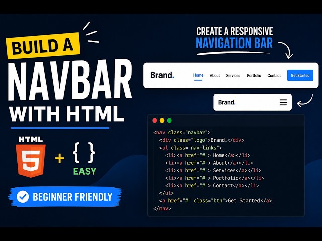 How to Build a Navigation Bar with HTML | Beginner Tutorial
