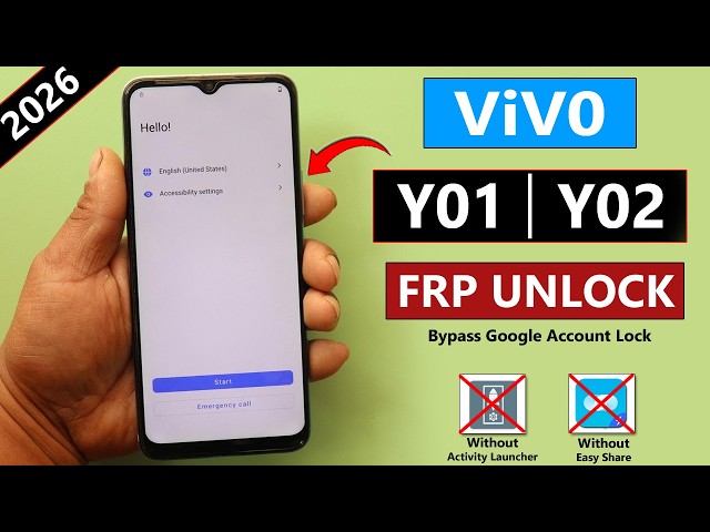 Vivo Y01 | Y02 Frp Bypass/Unlock Google Ac Lock Android 12 - Fix Activity Launcher Not Working 2026