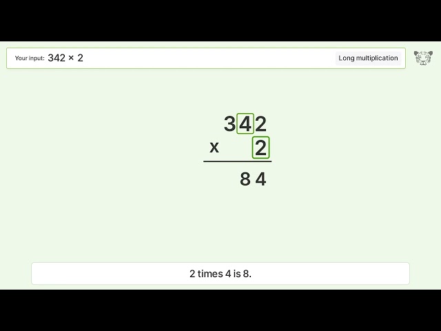342 x 2 Long Multiplication - Step-by-Step