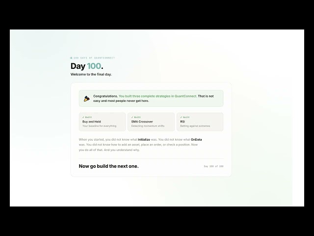Day 100 — Congratulation on Completing 100 Days of QuantConnect Python
