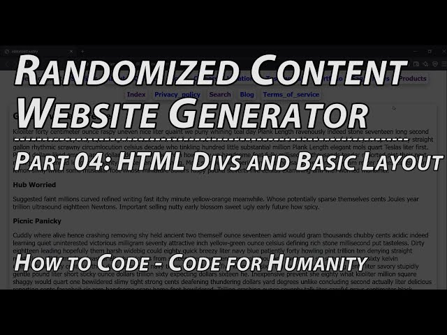 Part 4:divs and Basic Layout - CSS Framework - Web Development/How to Code: Random Content Generator