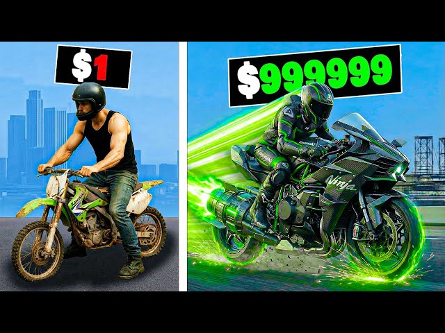 $1 to $1,000,000,000 KAWASAKI BIKE in GTA 5! 💰🚗 | Shinchan & Chop