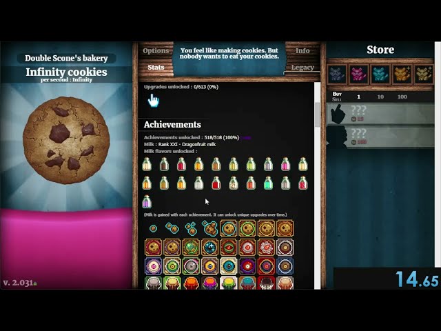 Cookie Clicker All Achievements Speedrun - 14.2 seconds