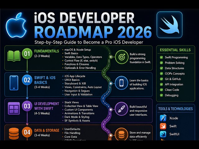 iOS Development Roadmap 2026 💡 SwiftUI, APIs, MVVM & App Store : Part 1