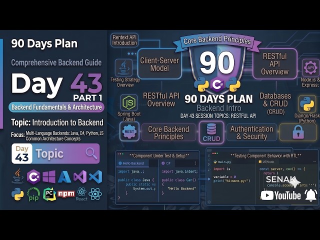 🔥43 - Part 1  - 90 days Plan | Introduction to Backend Development using Java, Python & C# 🚀