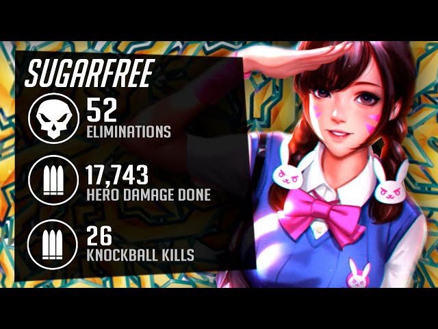 SUGARFREE INSANE DVA GAMEPLAY! 52 ELIMS! [OVERWATCH 2 TOP 500 SEASON 17]