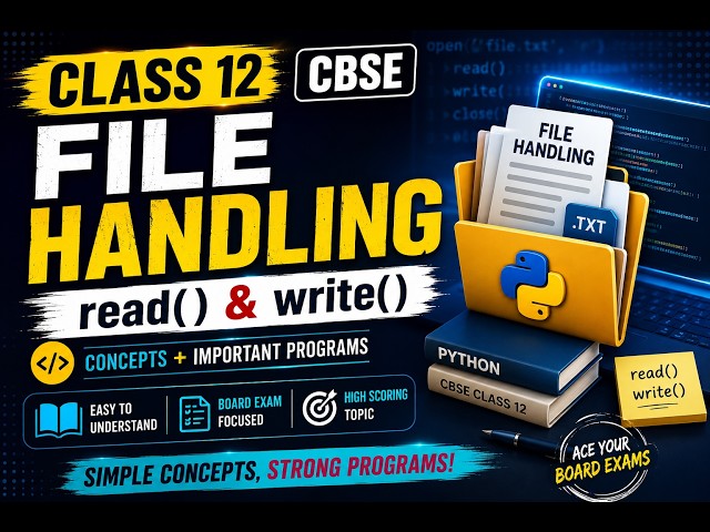 Class 12 CBSE File Handling | read() & write() Functions | File Programs | Python Chapter 5