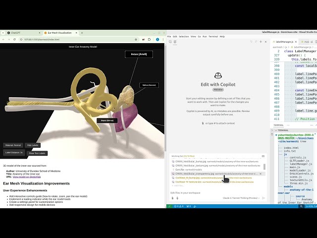 Fixing a Chaotic 3D Ear Model: Claude 3.7 vs Bad Textures and Broken Labels