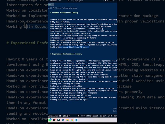 Best Resume Profile Summary for ReactJS Developers 🚀 | Fresher vs Experienced
