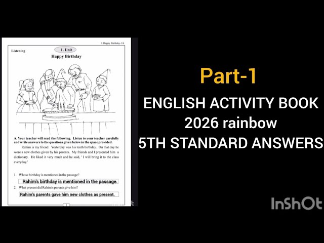  ENGLISH activity book 2026 rainbow 5th standard part-1 answers 