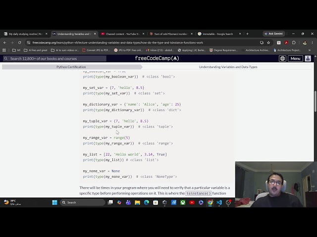 py on freecodecamp - understanding variables and data types