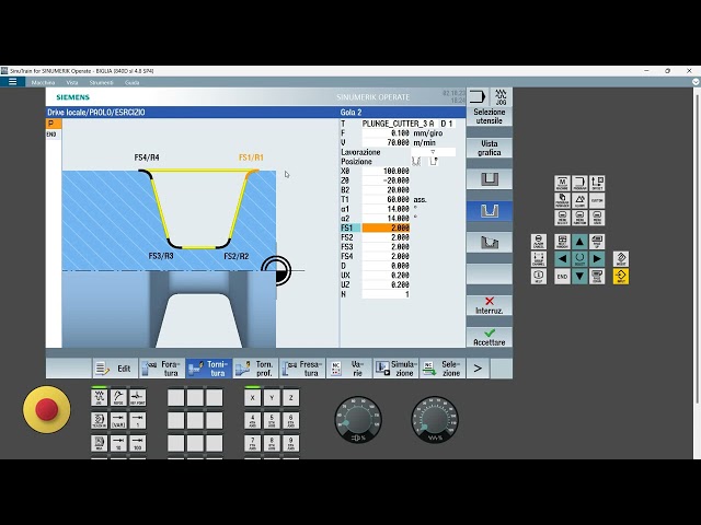 Programmazione cnc Siemens  Ciclo Fisso Gole su ShopTurn