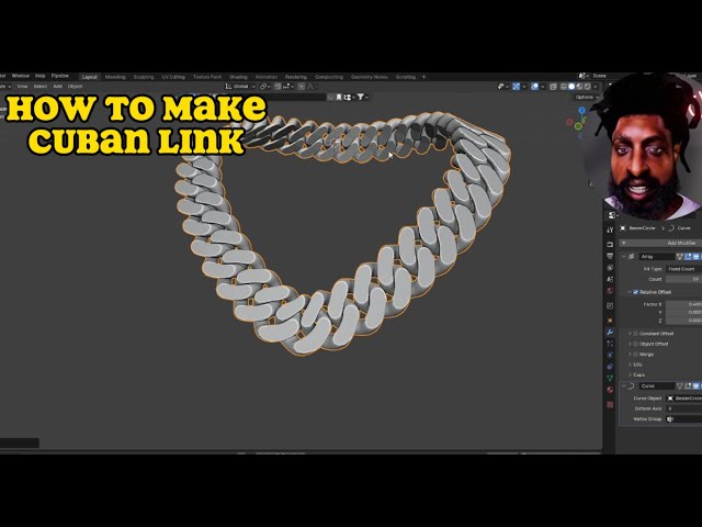 "How to Make a Realistic Cuban Link Chain in Blender | Beginner-Friendly 3D Tutorial"