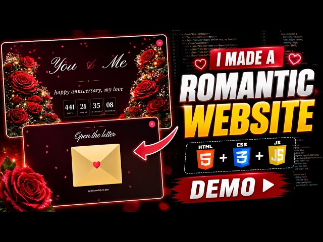 🌹 Romantic Love Website Demo ❤️ | HTML CSS JS Project